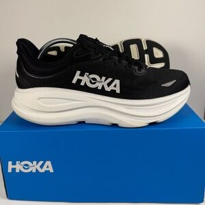 Hoka One One Sneakers Mens 10D Bondi 9 1162011 BWHT Black Running Gym Shoes